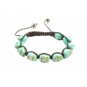 Turquoise Skulls Shamballa-Style Bracelet